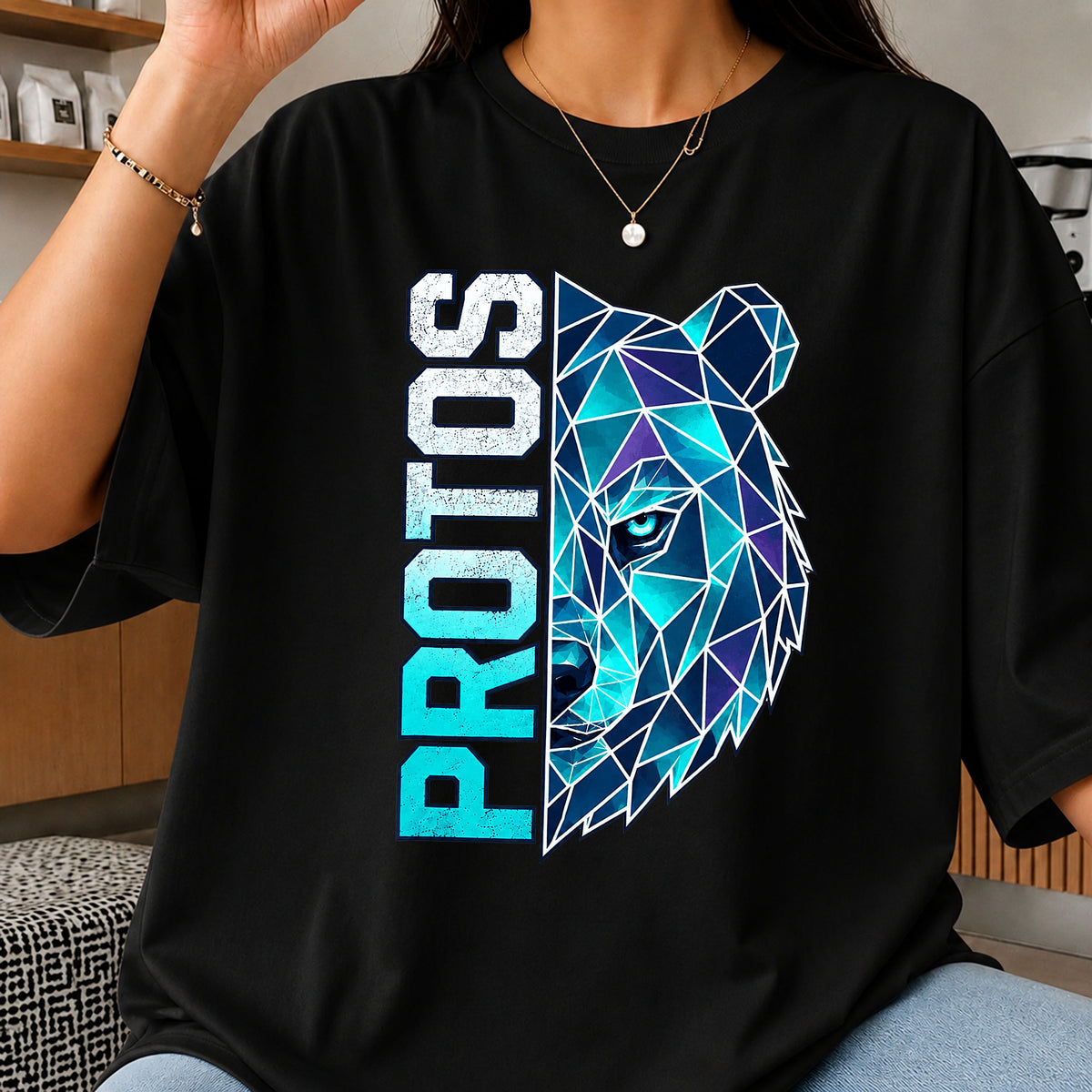 Protos Bear Geometric PNG, Polygon Bear Mascot PNG, Bear PNG