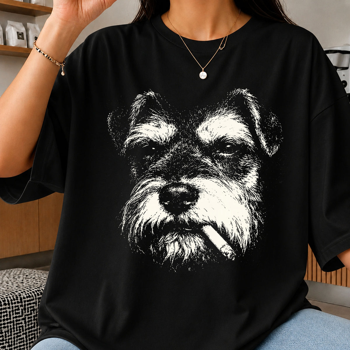 Schnauzer Smoking Cigarette PNG, Funny Dog PNG, Dog Lover PNG