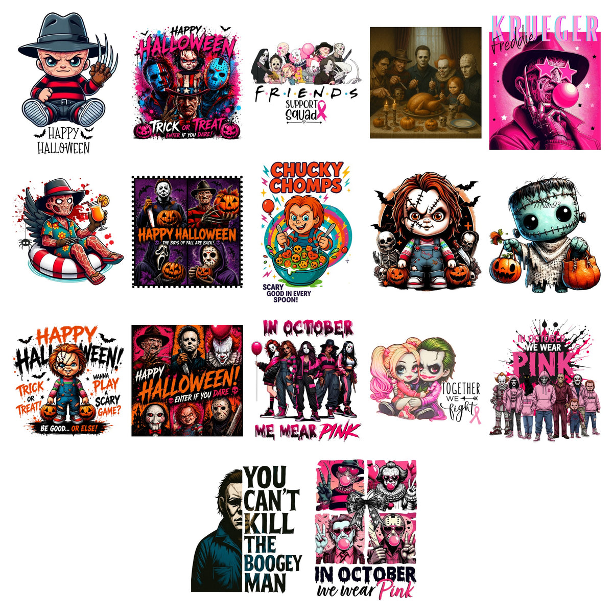 Horror Slashers Halloween Bundle PNG | SvgBundleHub