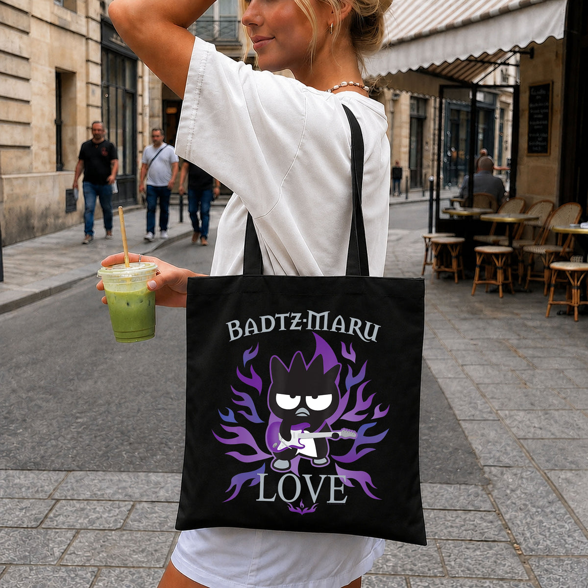 Badtz-Maru Love Guitar Rock Purple Flames PNG