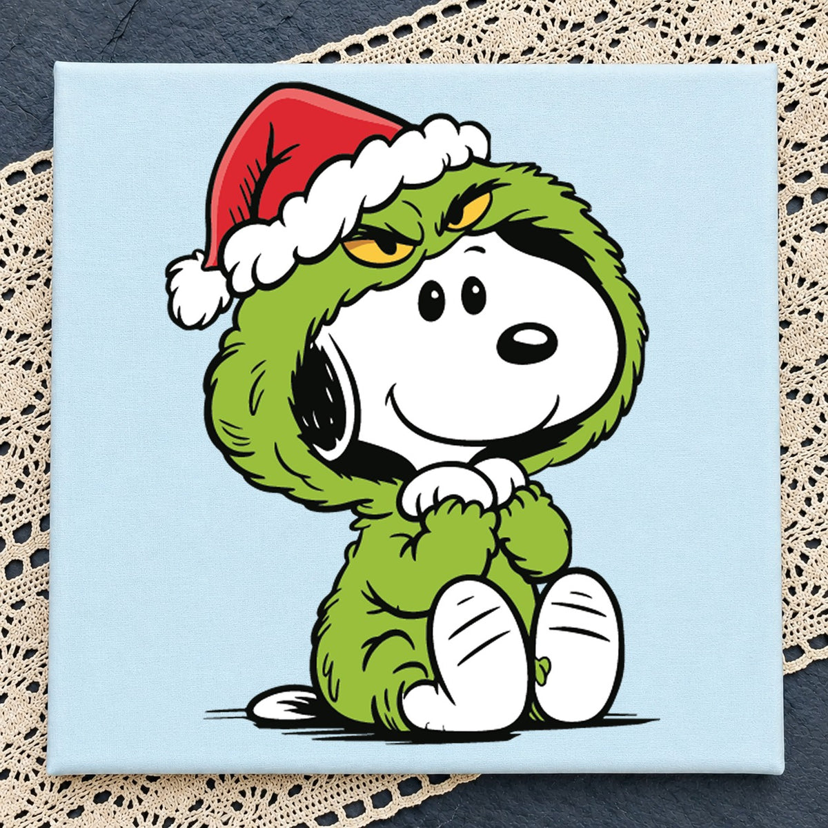 Snoopy Grinch Christmas SVG, Santa Hat Holiday Clipart