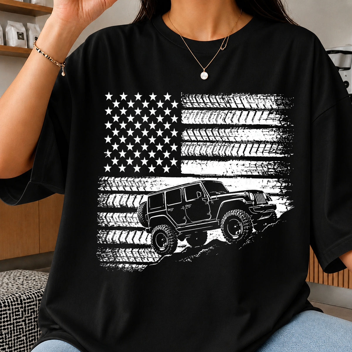Distressed Flag Jeep PNG, American Off Road Truck PNG, 4x4 Patriotic PNG