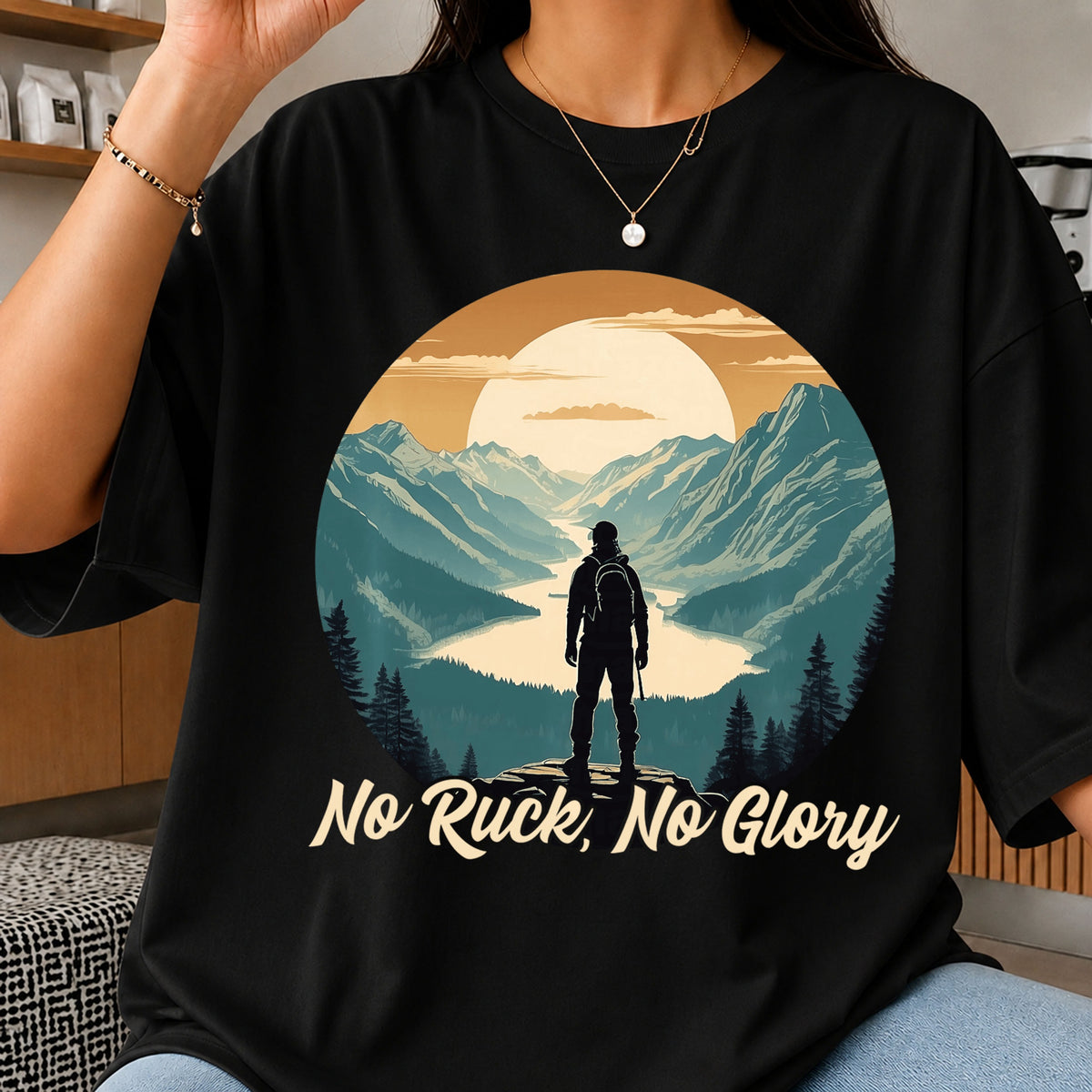 No Ruck No Glory PNG, Hiking Mountain Shirt Design, Rucking PNG