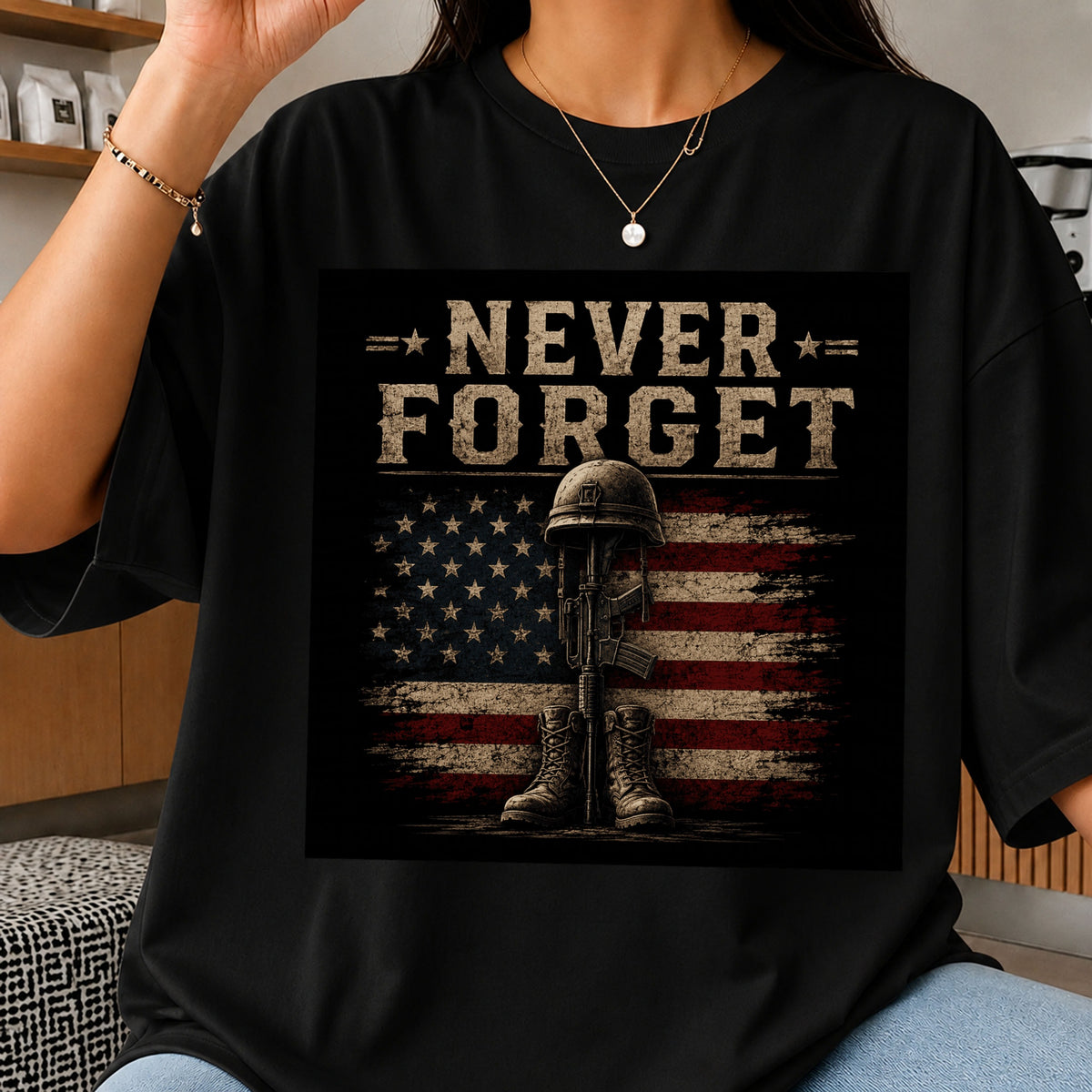 Never Forget Veteran PNG, Memorial Day Soldier PNG, American Flag PNG