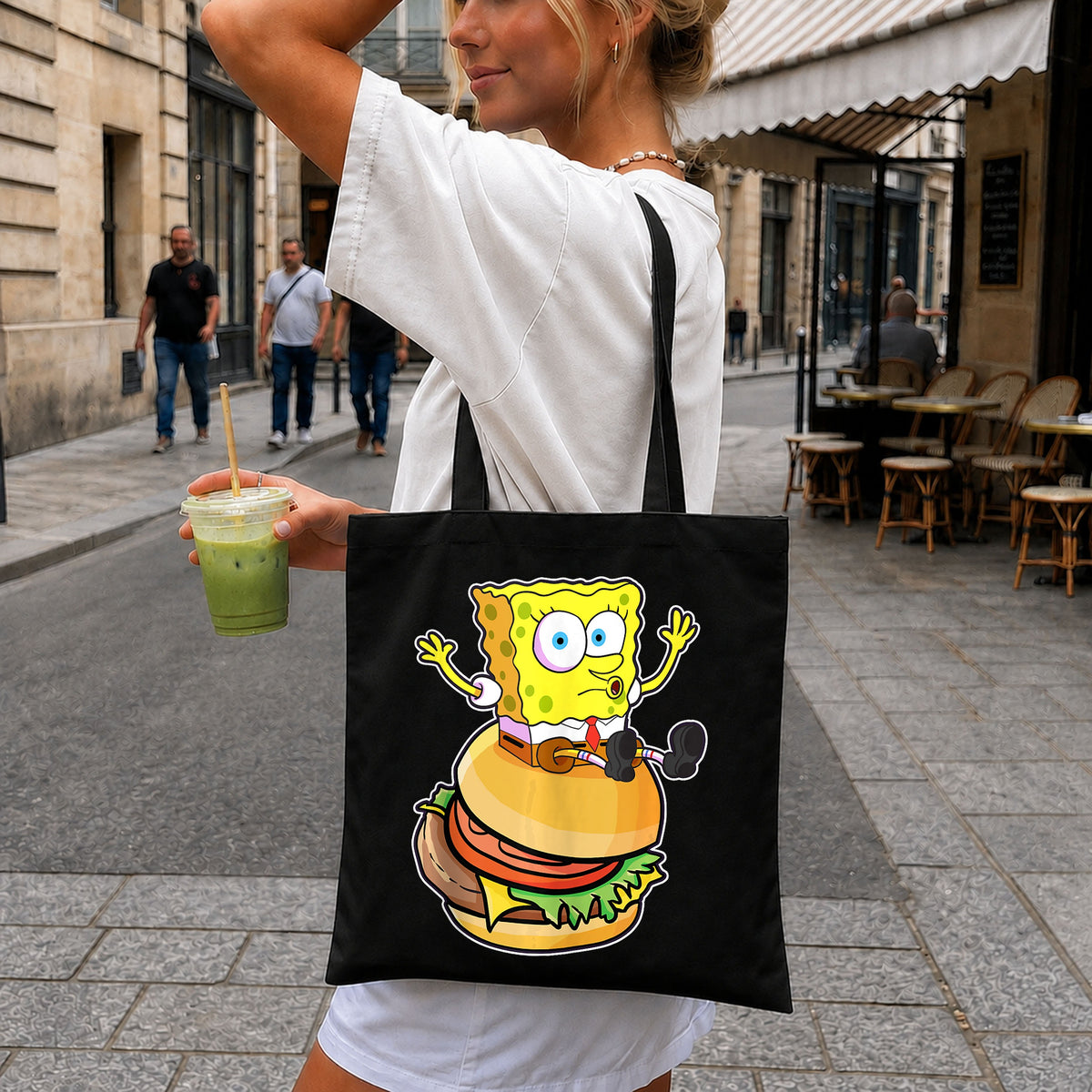 SpongeBob Krabby Patty Burger Sitting Cartoon PNG