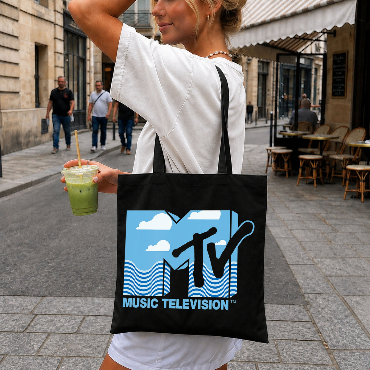 MTV Music Television Sky Clouds Wave Blue Retro PNG