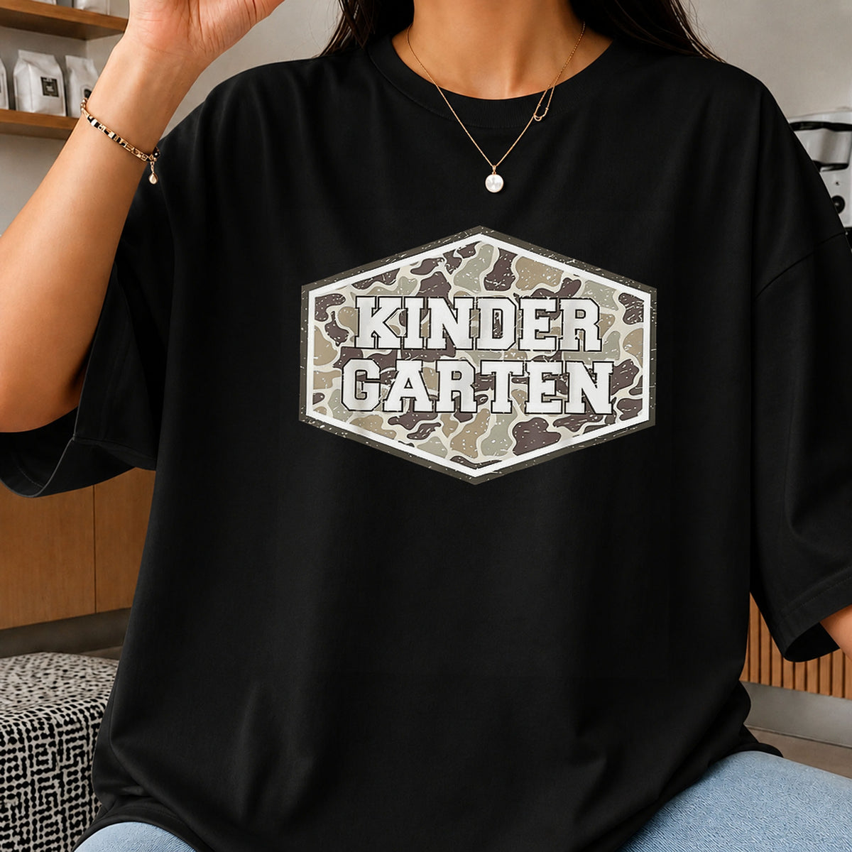 Kindergarten Camo PNG, Back To School PNG, Camo Badge PNG