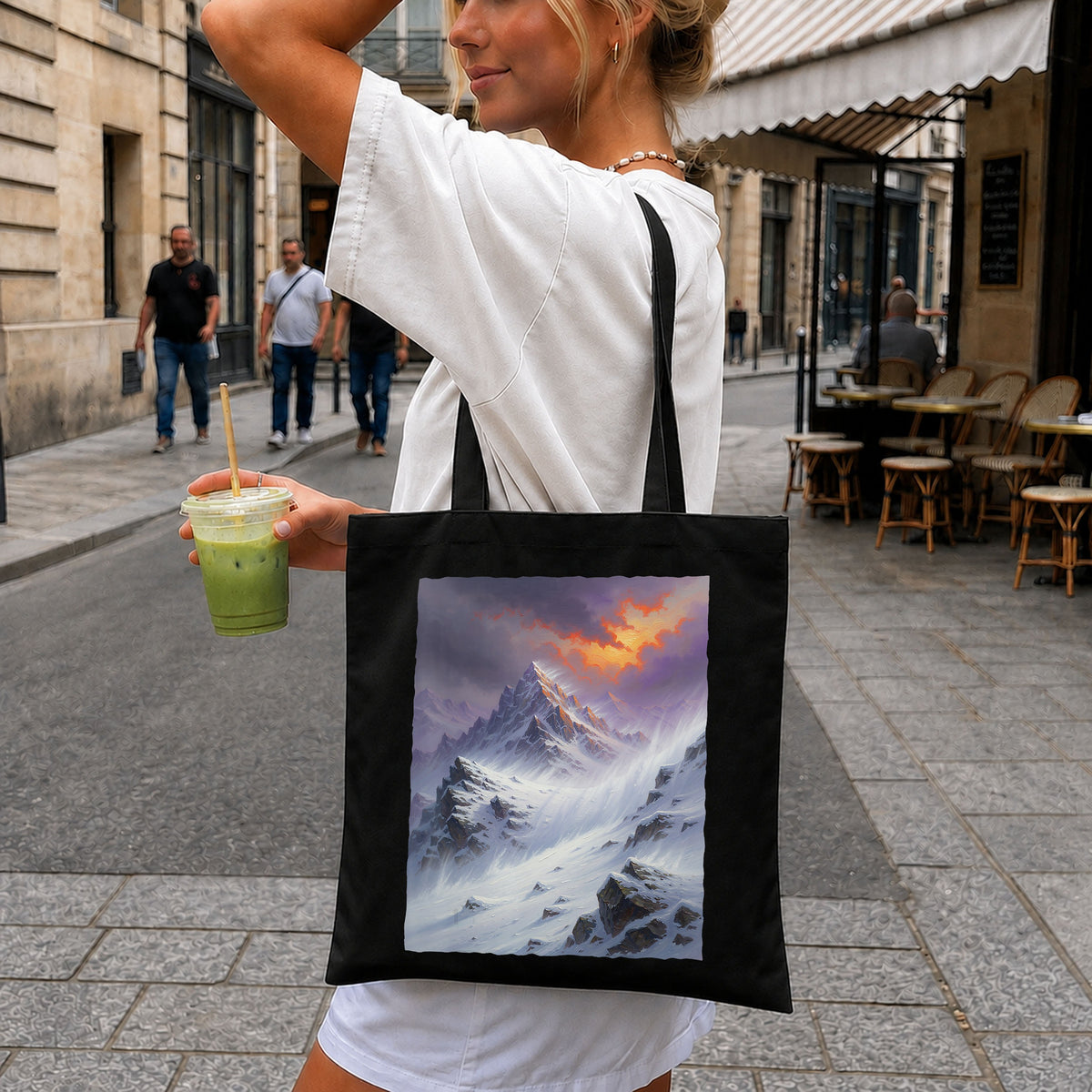 Snowy Mountain Peak Dramatic Sunset Sky Art PNG