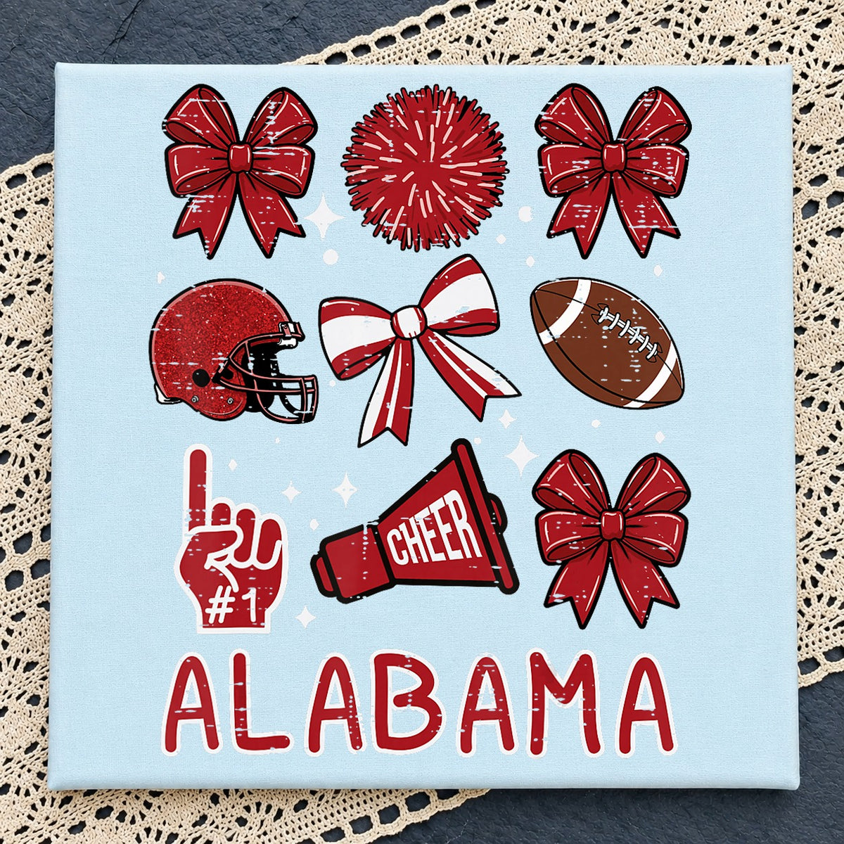 Alabama Football Cheer Crimson Bow Helmet Coquette PNG