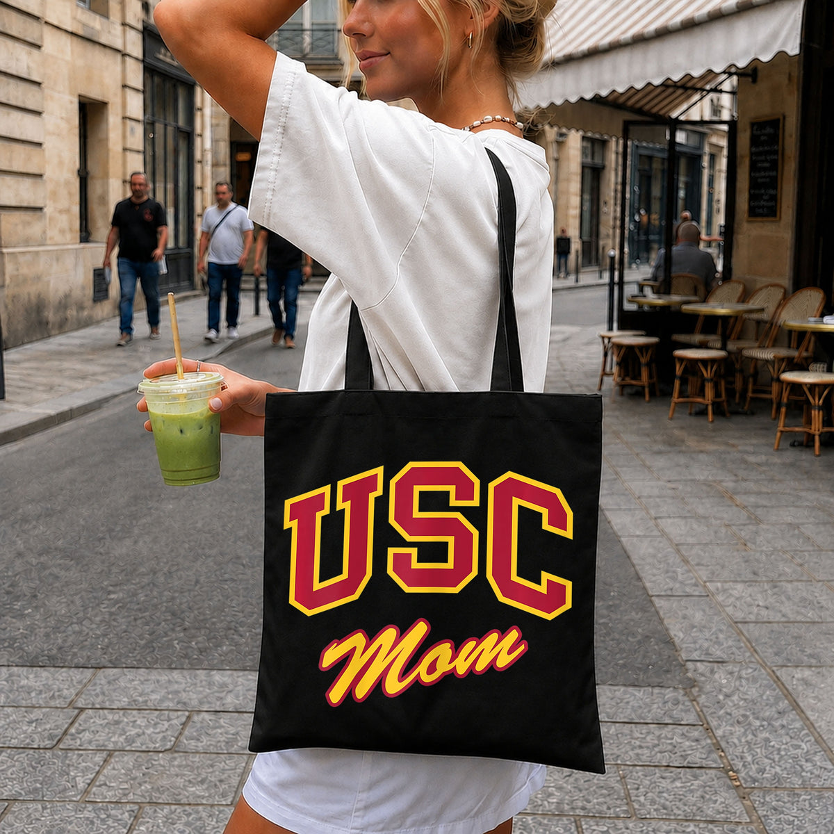 USC Mom Varsity Letters Crimson Gold Spirit PNG
