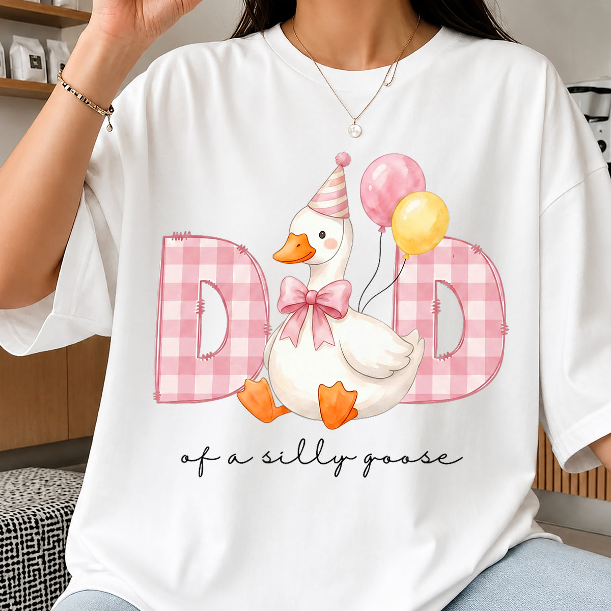 Dad Of A Silly Goose Birthday PNG, Duck Party Hat Balloon, Pink PNG