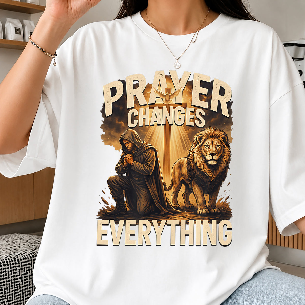 Prayer Changes Everything PNG, Christian Lion Cross PNG, Faith PNG