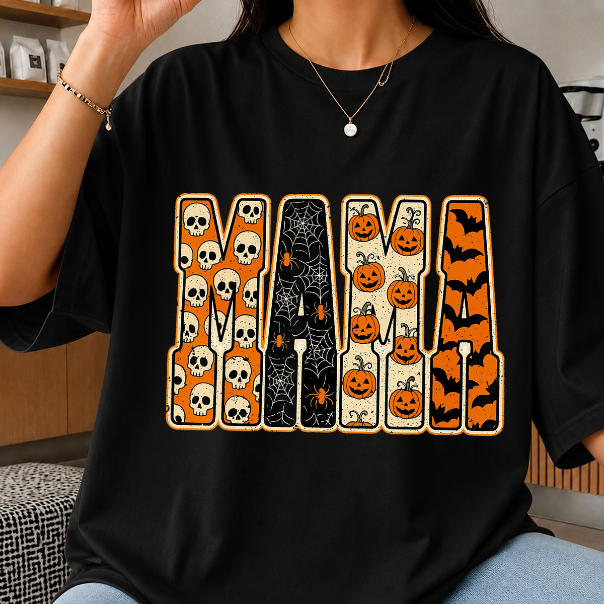 Halloween Mama PNG, Spooky Mom Skull Pumpkin Bat PNG, Halloween PNG