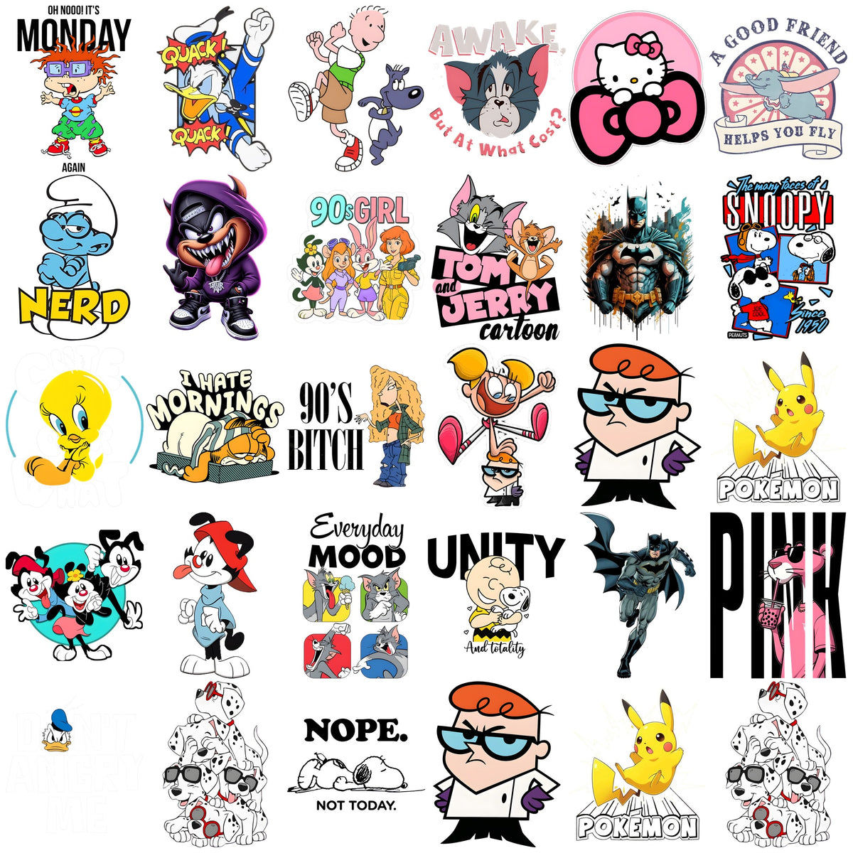 90s Cartoon Characters Bundle PNG | SvgBundleHub
