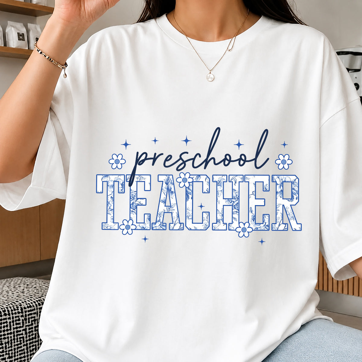 Preschool Teacher PNG, Floral Teacher Sublimation, Teacher PNG