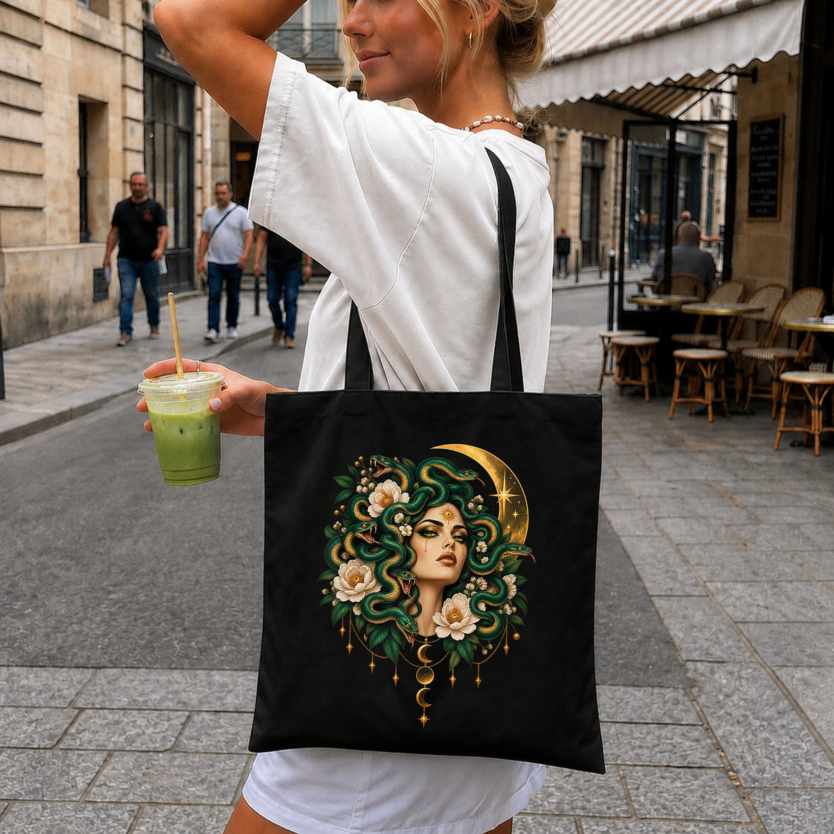Medusa Floral Snake Moon Goddess Celestial Art PNG