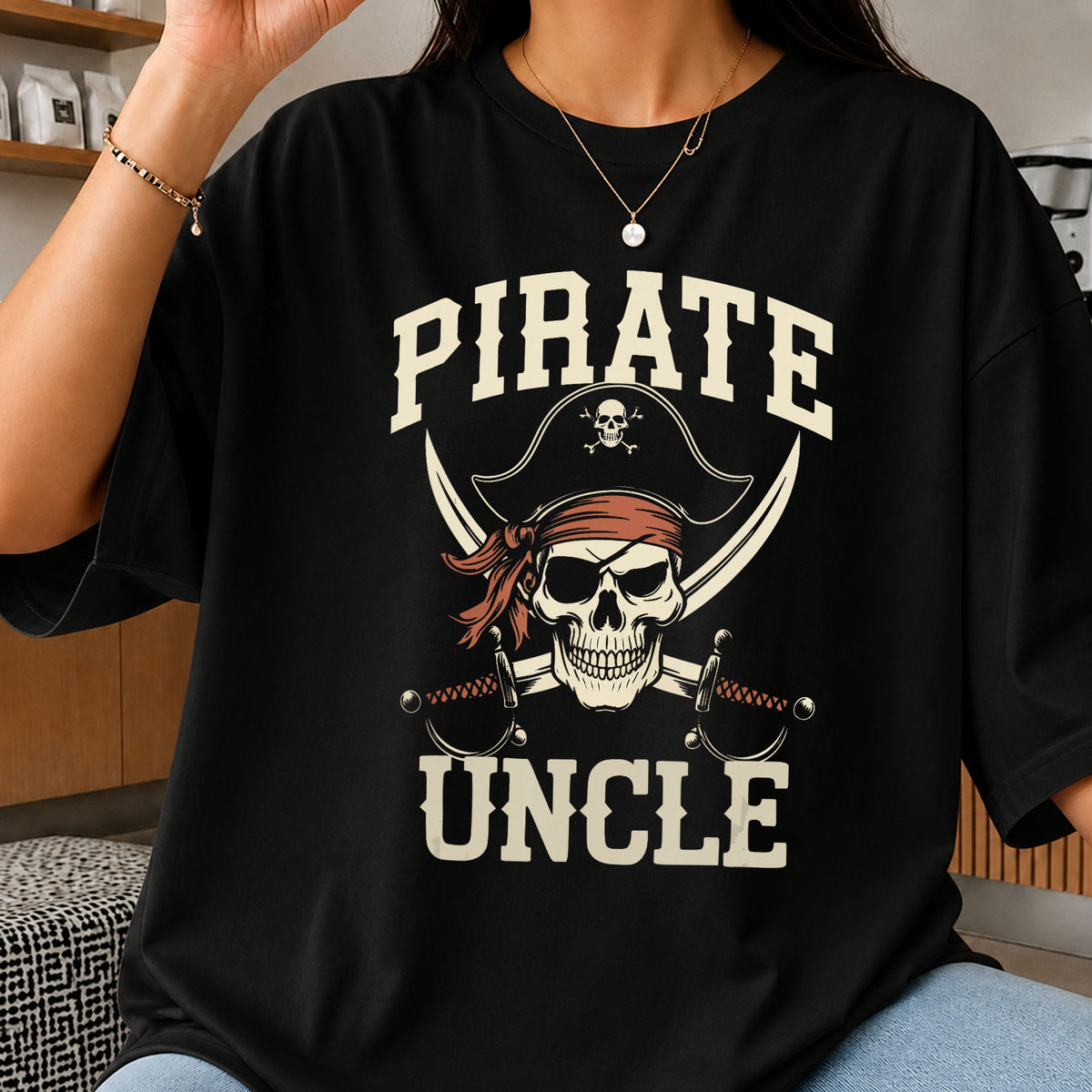 Pirate Uncle PNG, Skull Pirate Shirt Design, Uncle Gift PNG