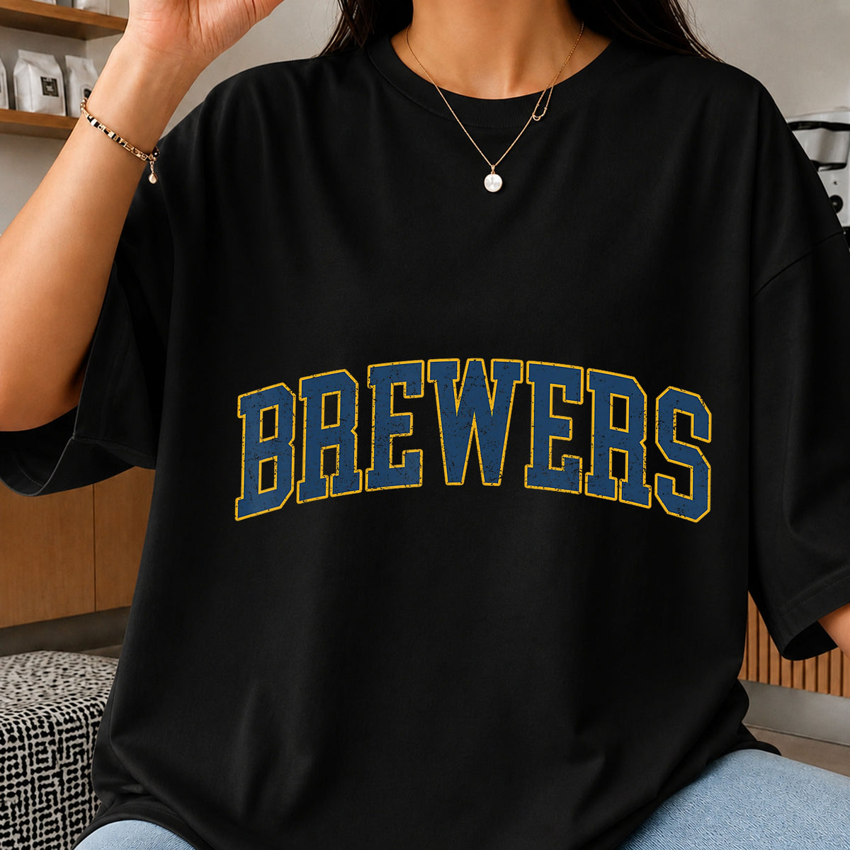 Brewers Arched Varsity PNG, Baseball Team Shirt PNG, Retro PNG