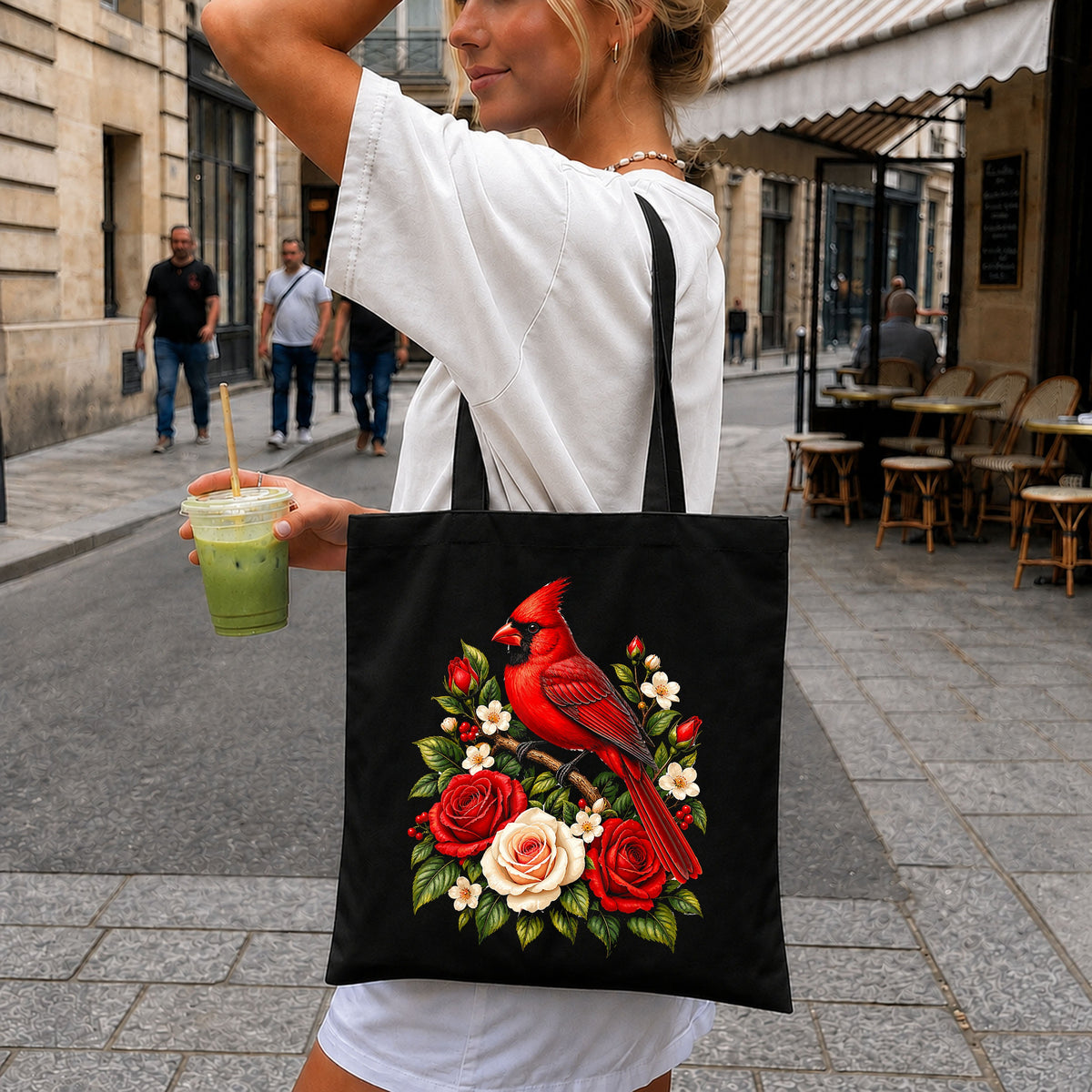 Red Cardinal Bird Roses Floral Branch Botanical PNG