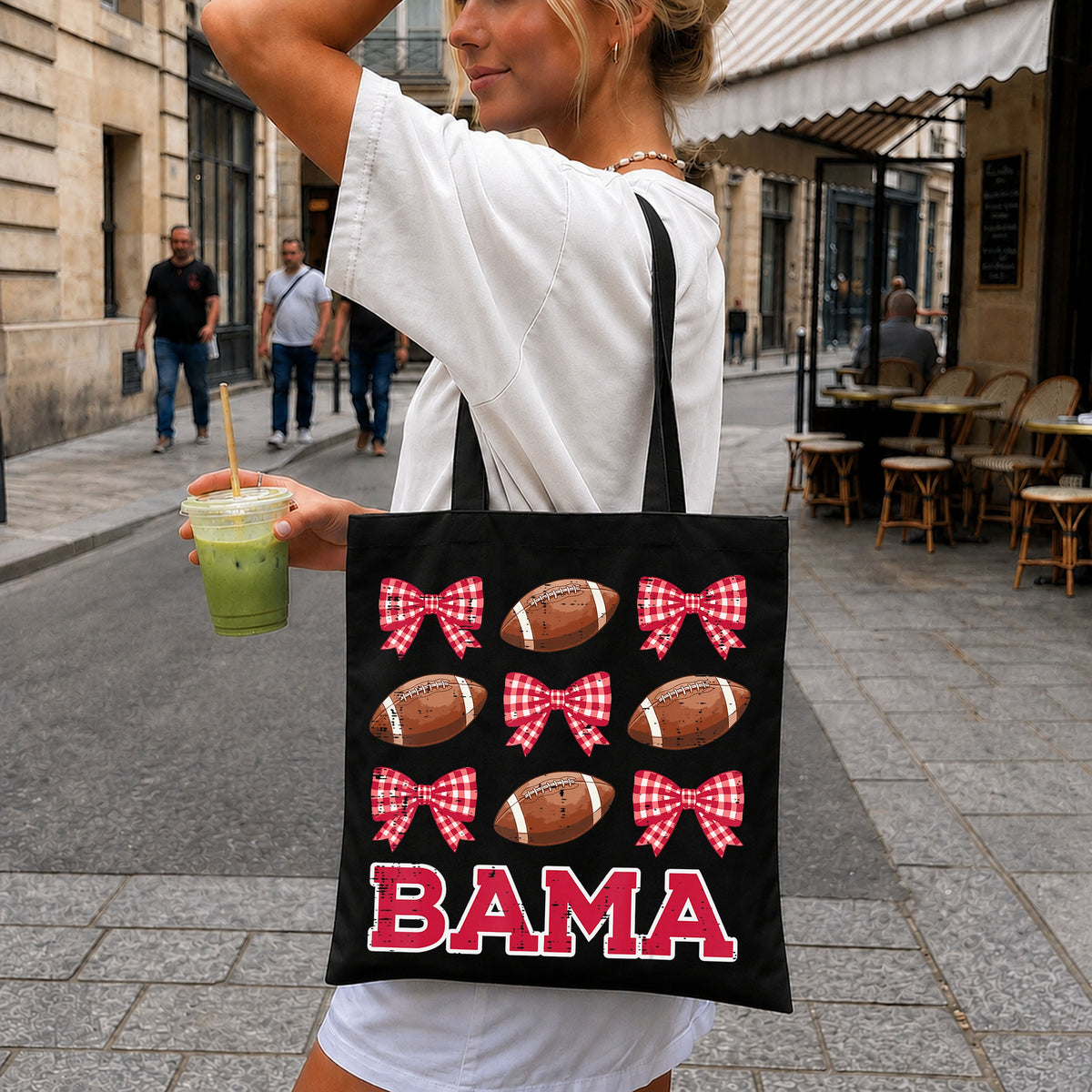 Bama Football Coquette Bow Plaid Crimson PNG