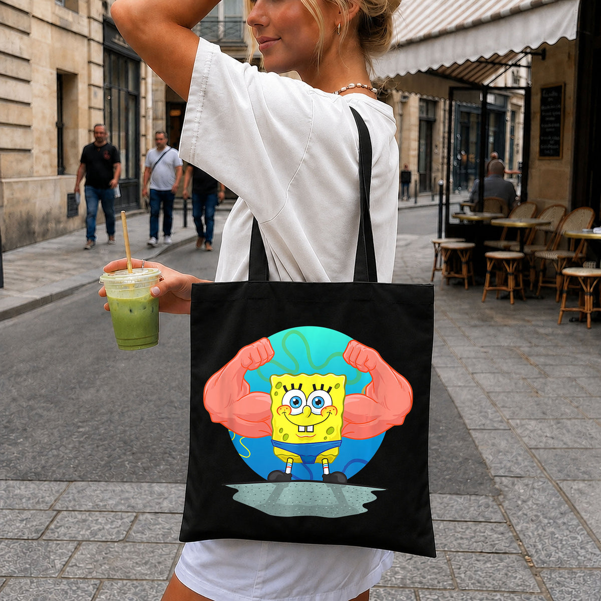 Spongebob Squarepants Flexing Muscles Strong Pose PNG