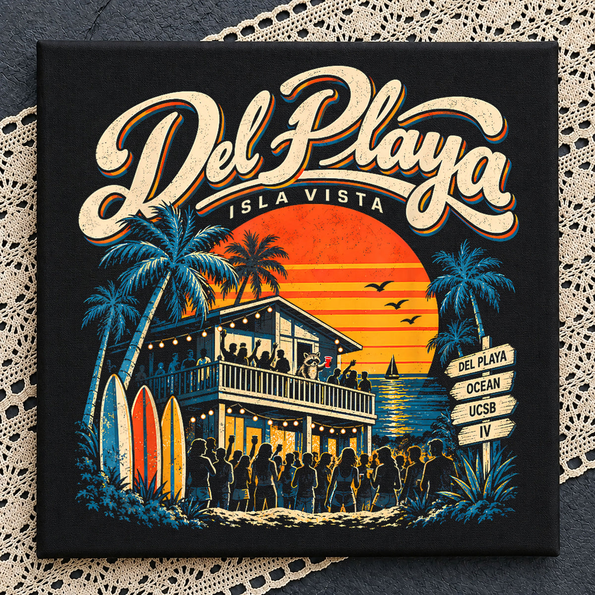 Del Playa Isla Vista Retro Beach Sunset Party PNG