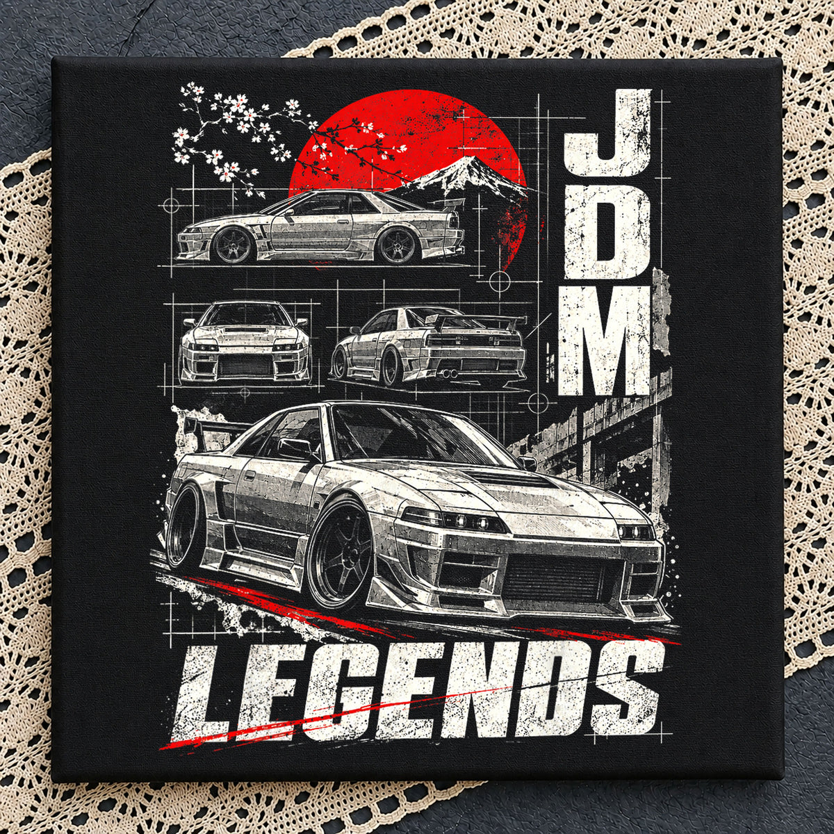 JDM Legends Japanese Sports Car Blueprint Sublimation PNG