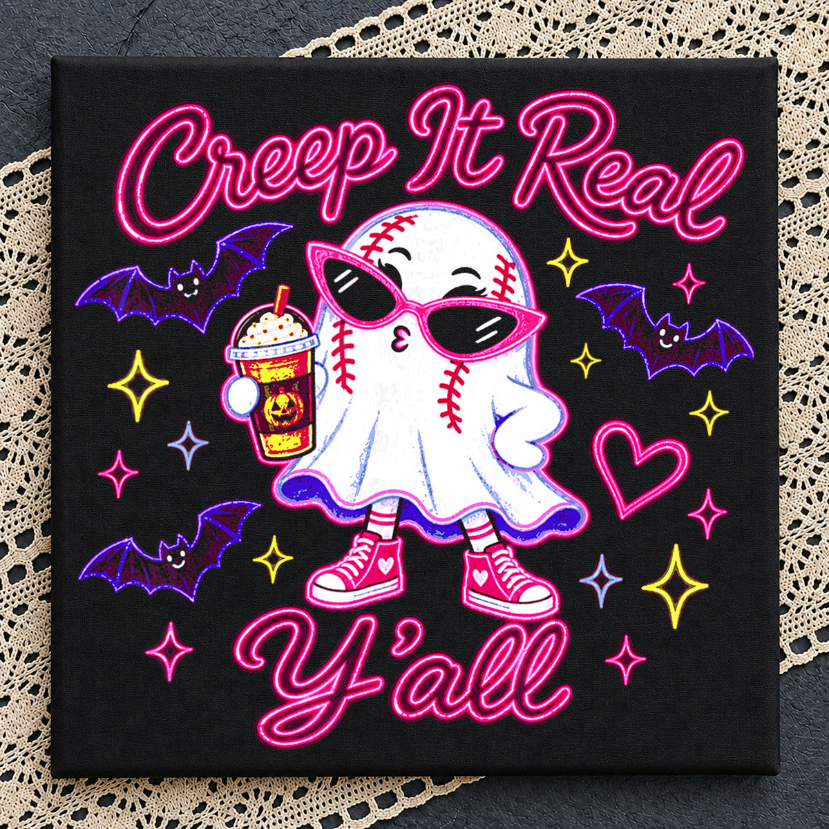 Creep It Real Y'all Baseball Ghost Halloween PNG