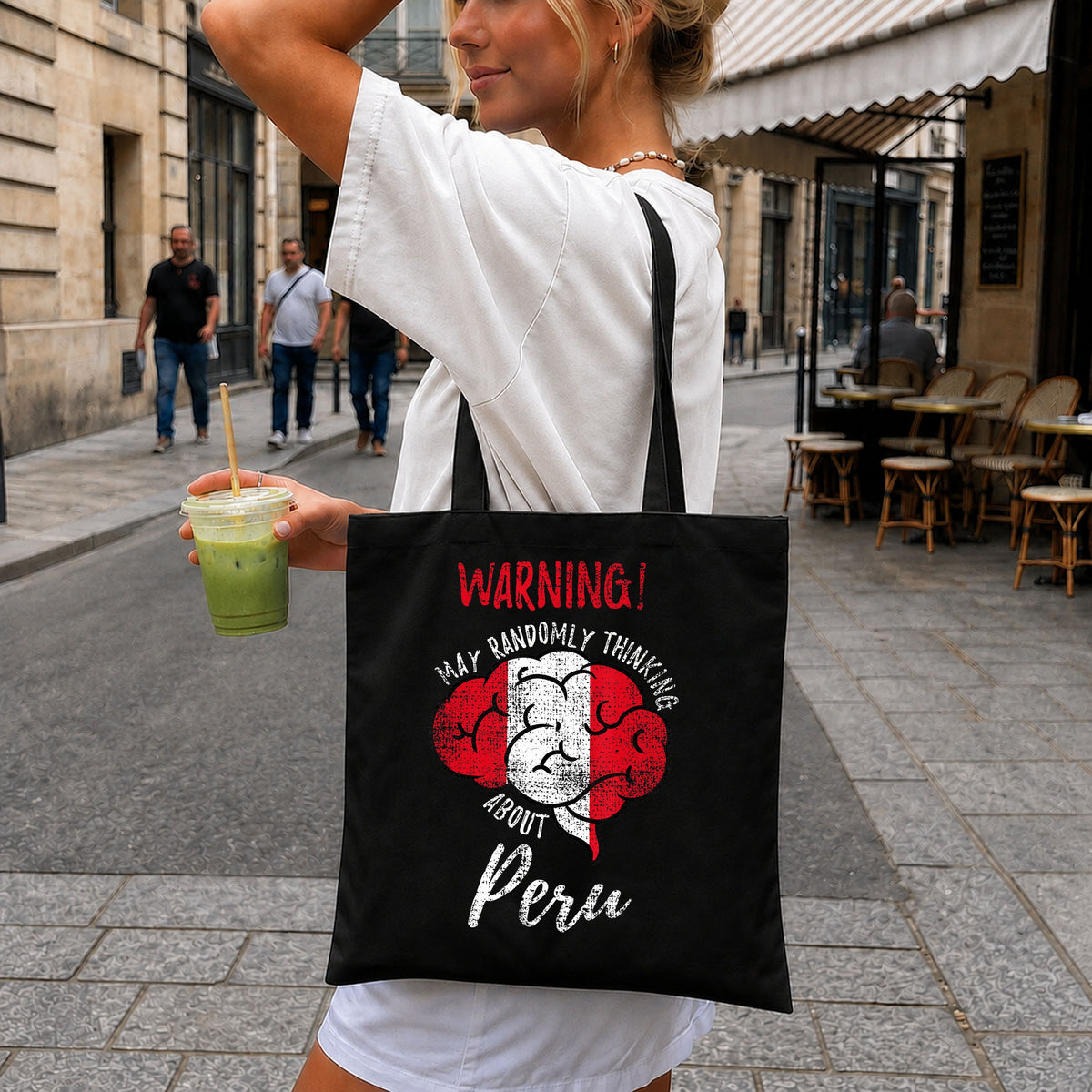 Warning May Randomly Think About Peru, Red White Brain Flag Design
