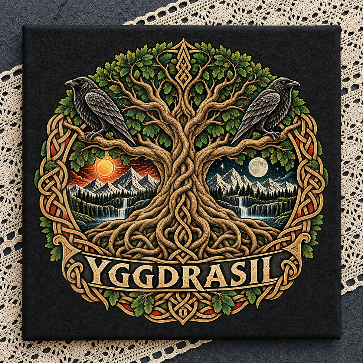 Yggdrasil Norse Tree Of Life Ravens Knotwork PNG