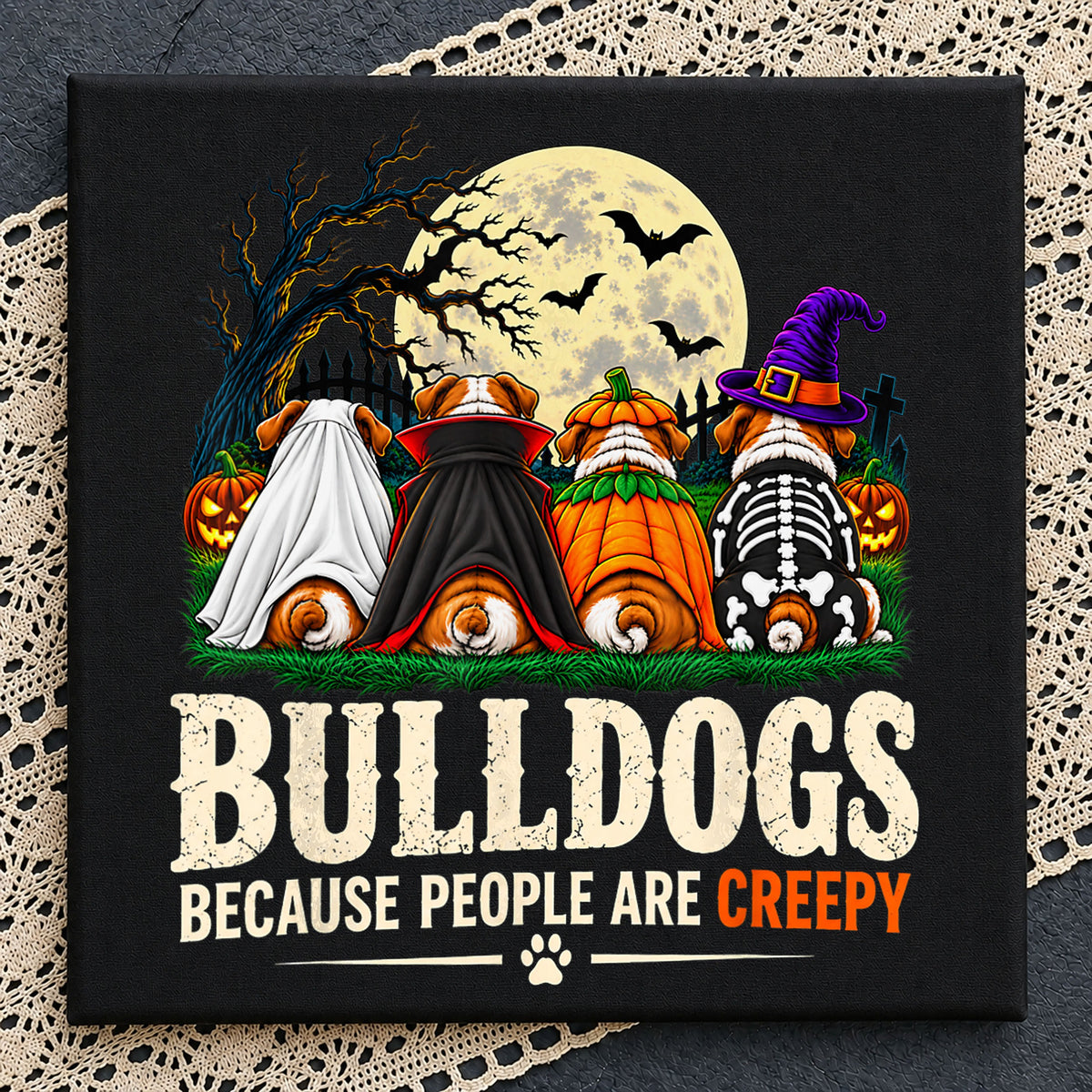 Bulldogs Because People Are Creepy Halloween Clipart PNG