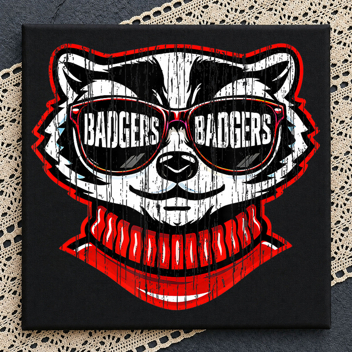 Badgers Mascot Sunglasses Distressed Grunge Logo PNG