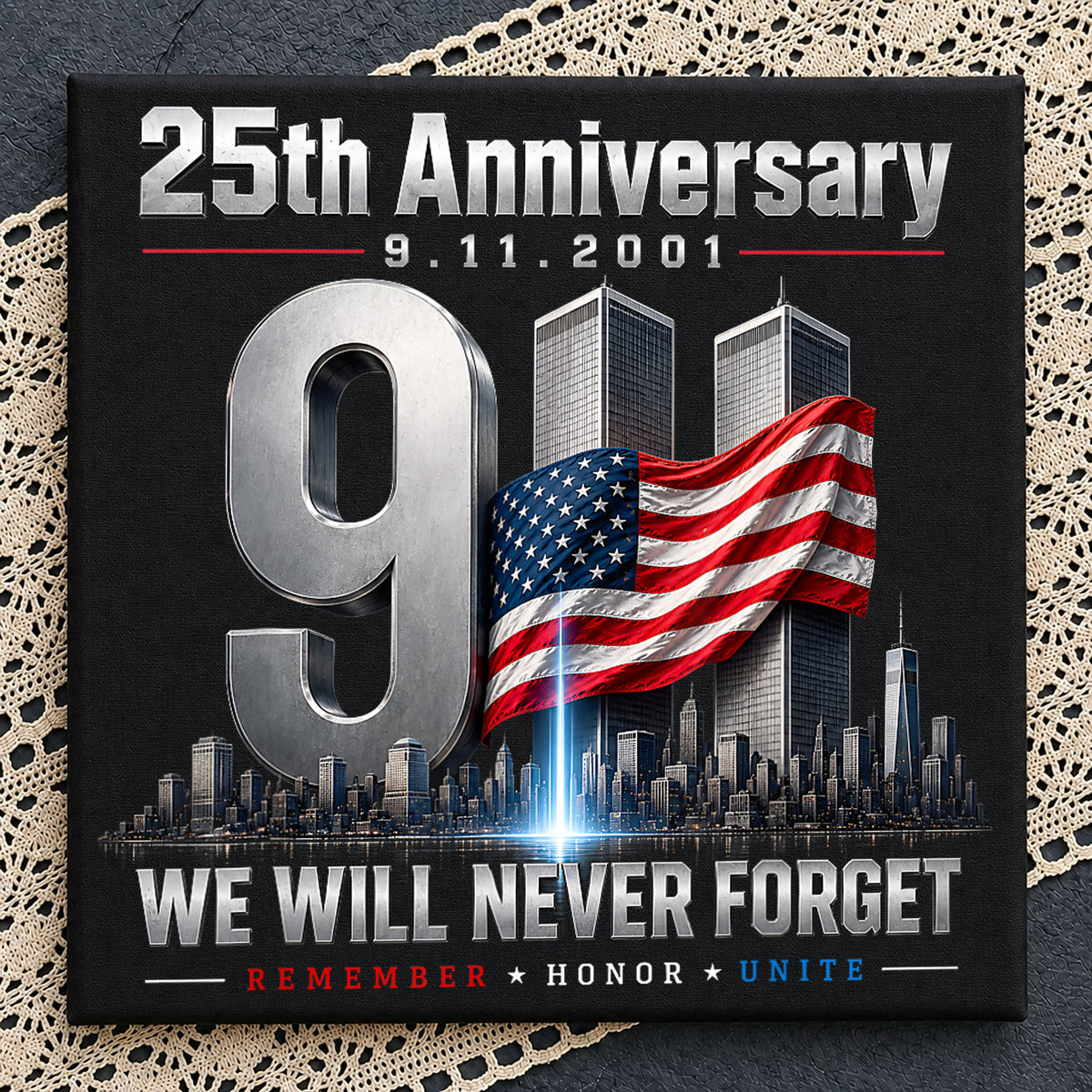 9/11 25th Anniversary We Will Never Forget USA Flag PNG