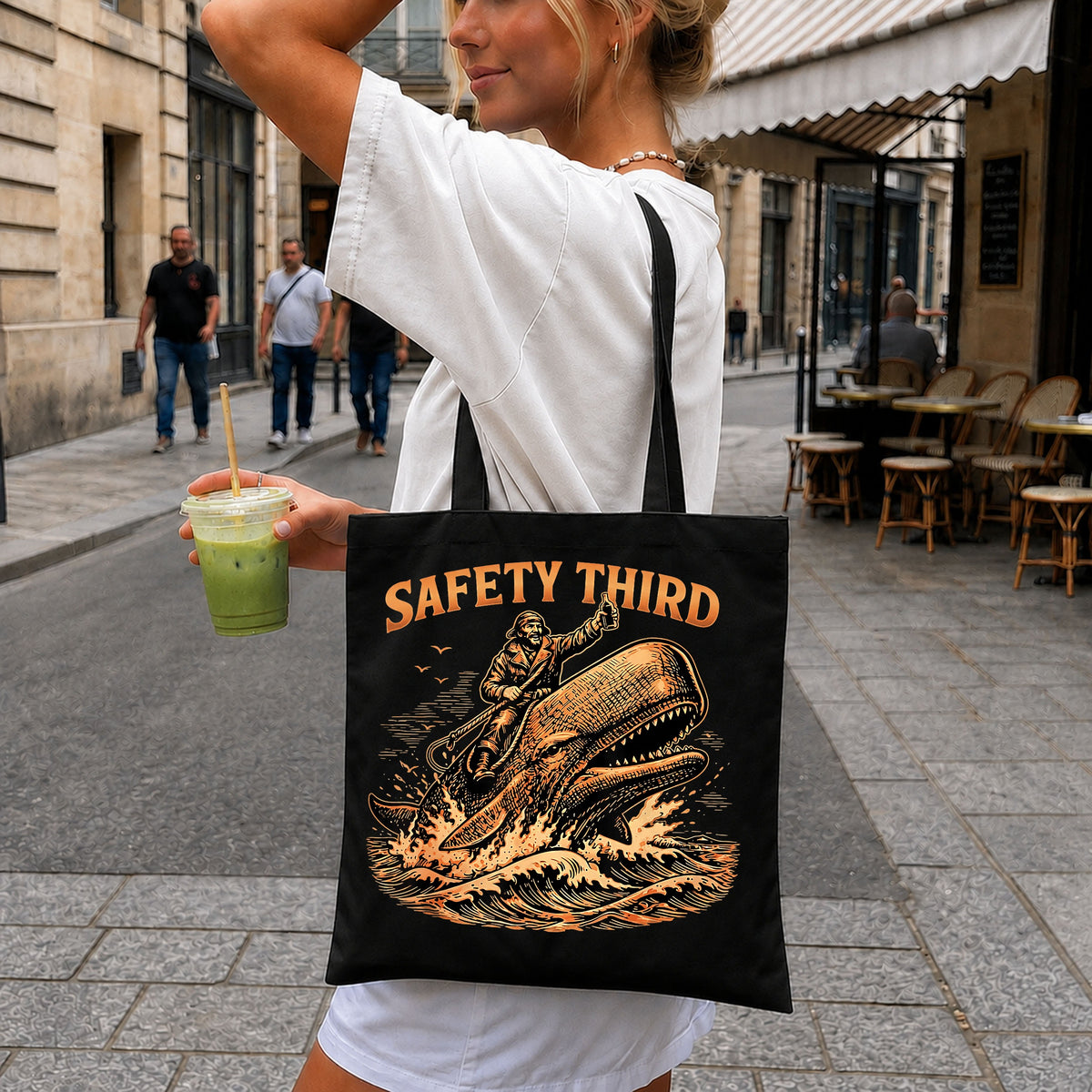 Safety Third PNG, Funny Whale Riding Shirt, Humor PNG