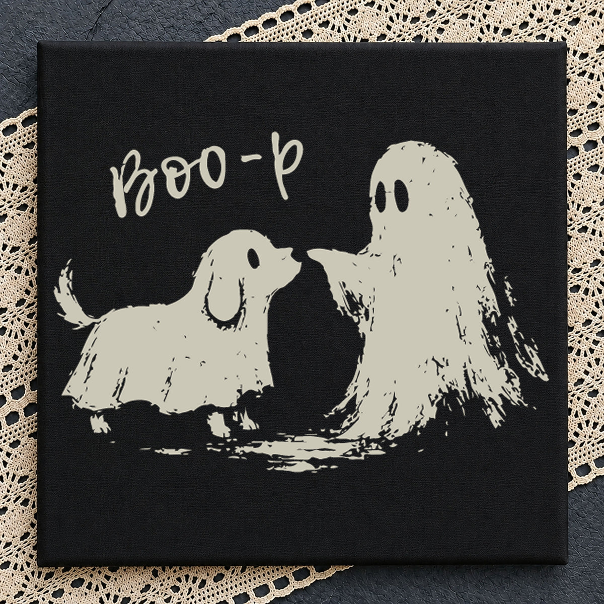 Boo-p Ghost Dog Halloween Spooky Cute Pet PNG