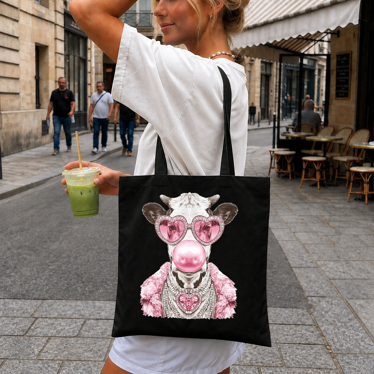 Glamour Cow Bubble Gum PNG, Cute Cow Pink Glasses, Sassy Cow PNG