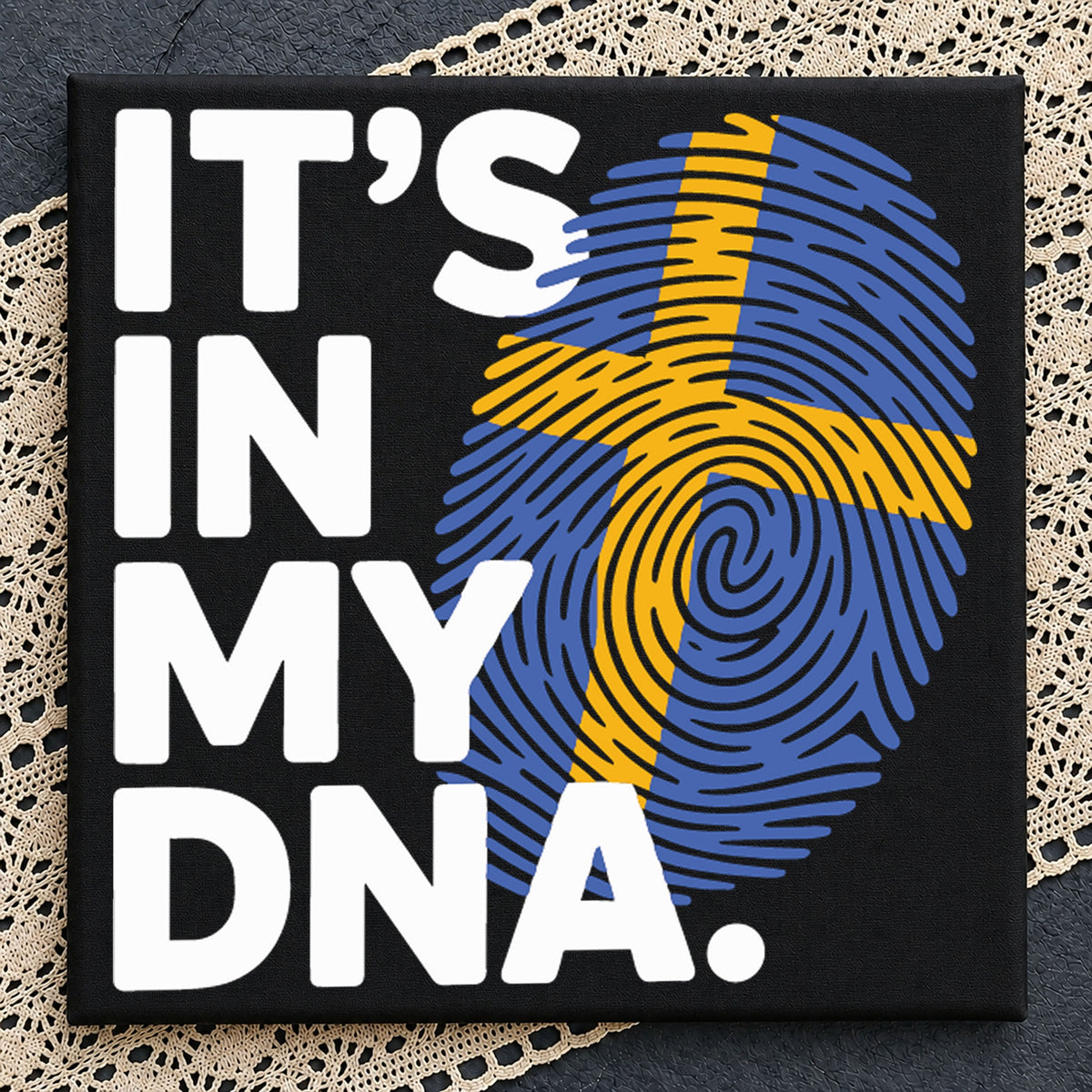 Sweden It's In My DNA Fingerprint Heart Flag PNG
