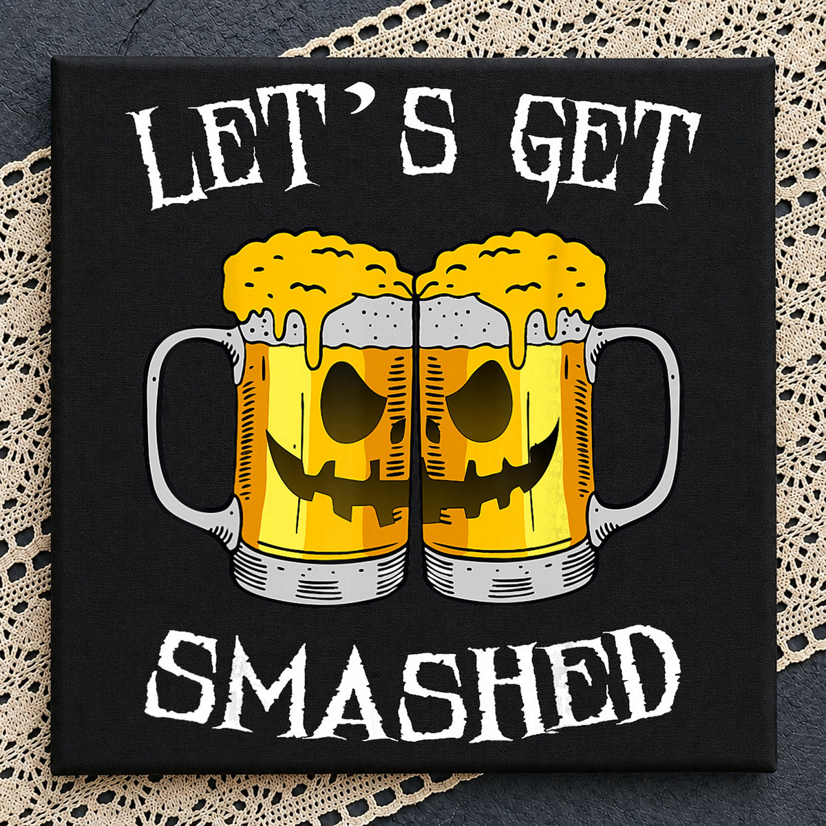 Let's Get Smashed Halloween Beer Mugs Clipart PNG