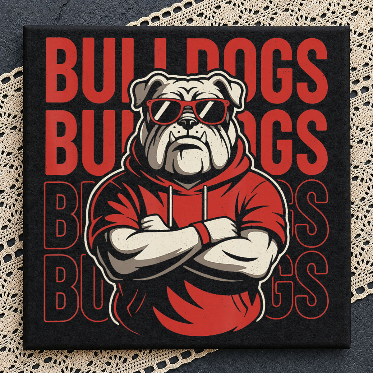 Bulldogs Cool Mascot Sunglasses Hoodie Sports Fan PNG