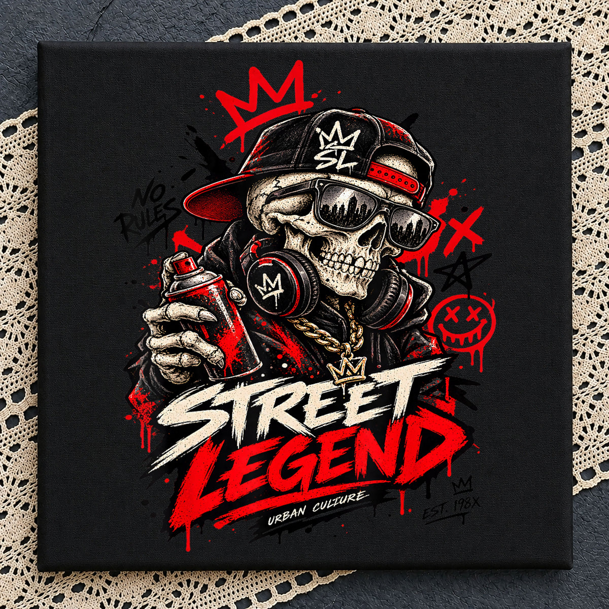 Street Legend Urban Culture Skull Graffiti Hip Hop PNG