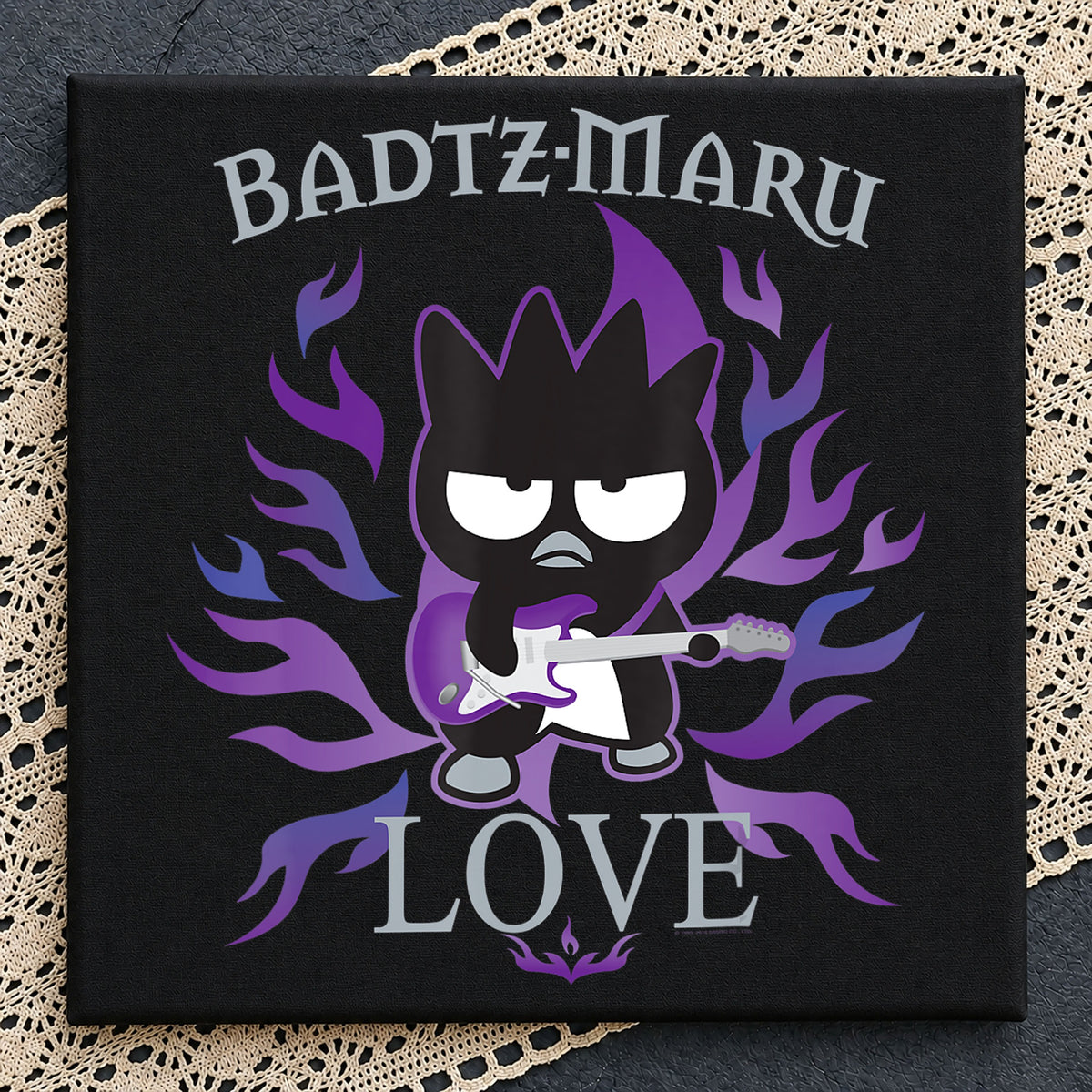 Badtz-Maru Love Guitar Rock Purple Flames PNG