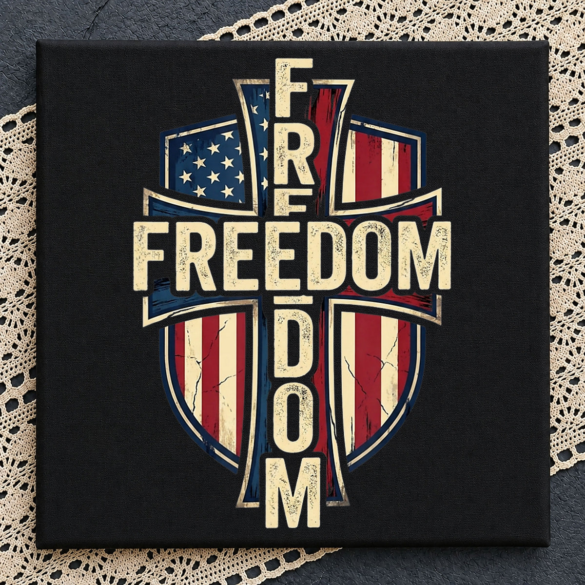 Freedom Cross American Flag Patriotic USA Shield PNG
