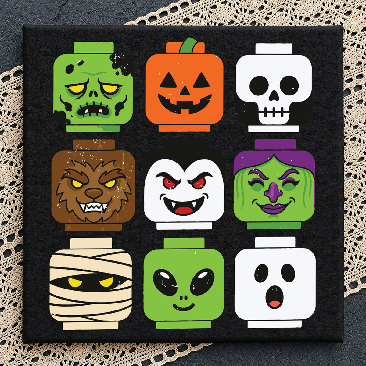 Halloween Lego Faces Monster Bundle Cricut Clipart SVG