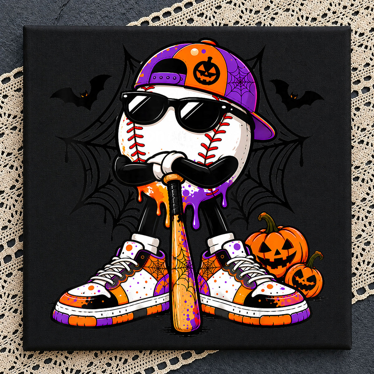 Halloween Baseball Character Drip Sneakers Clipart PNG
