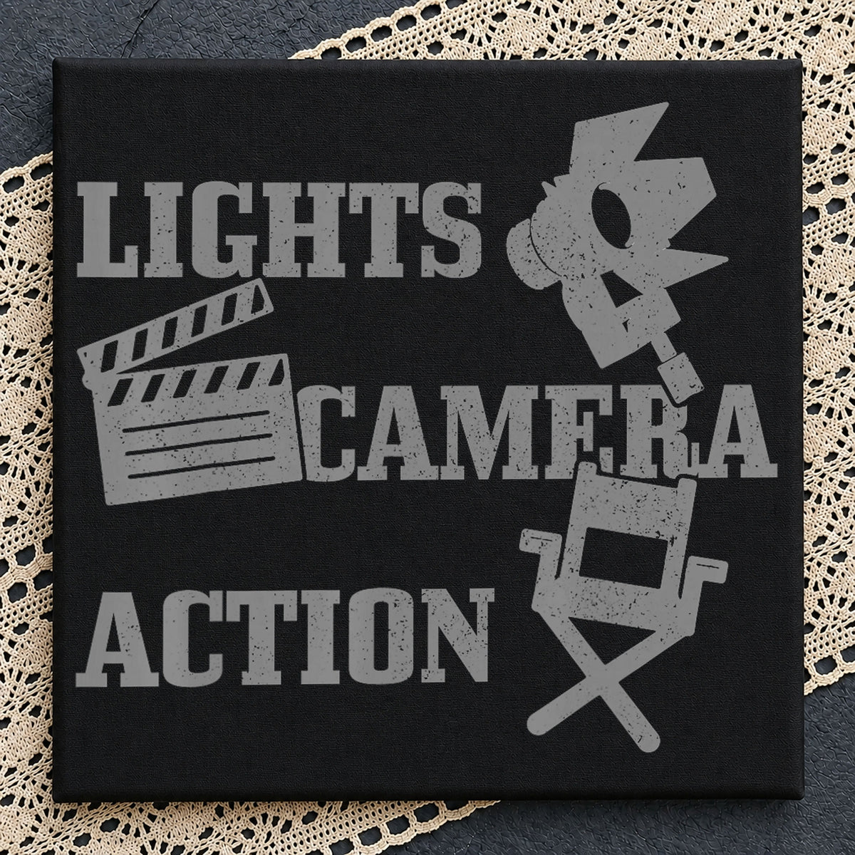 Lights Camera Action Movie SVG, Film Clipart Craft Design