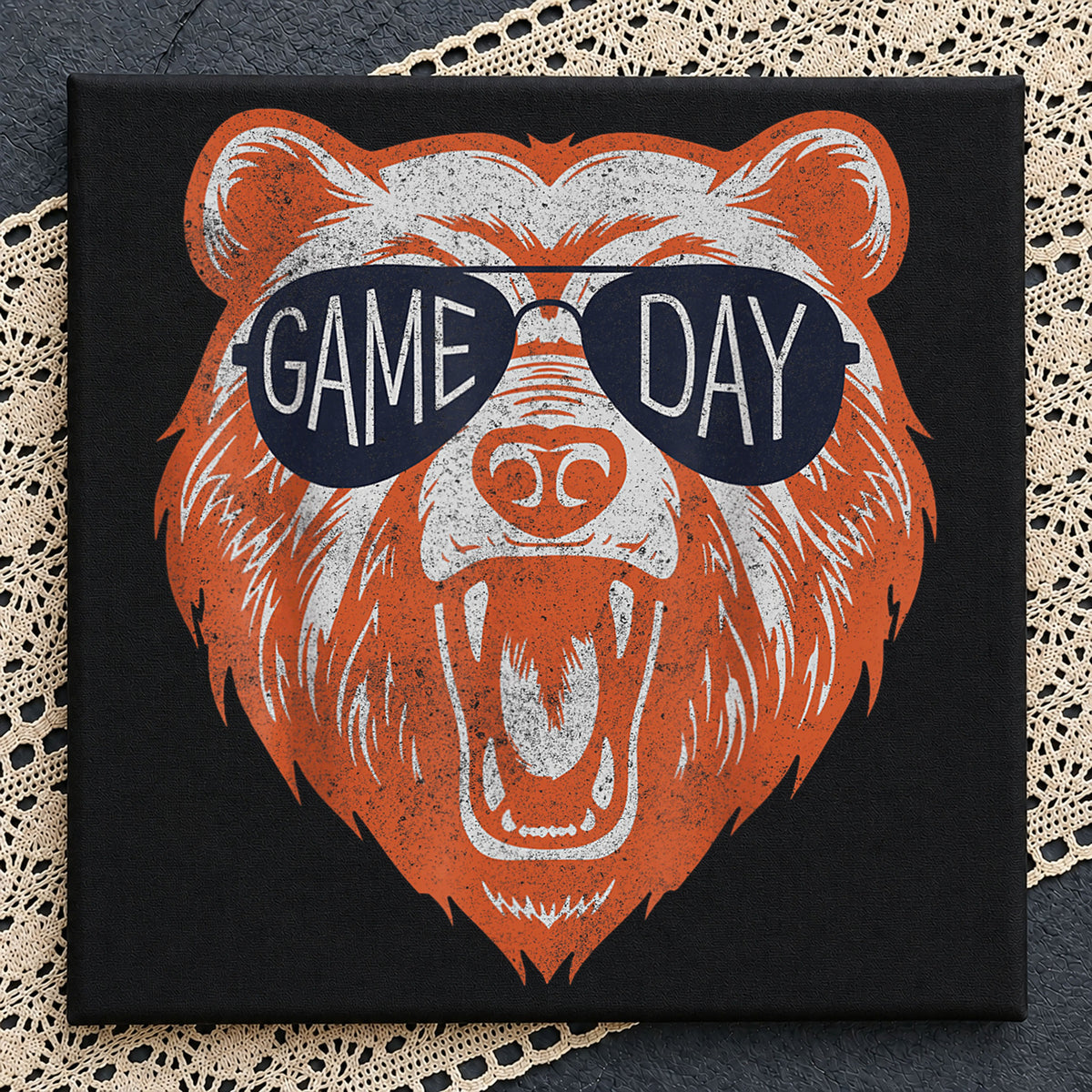 Game Day Bear Sunglasses Roaring Grunge Sports PNG