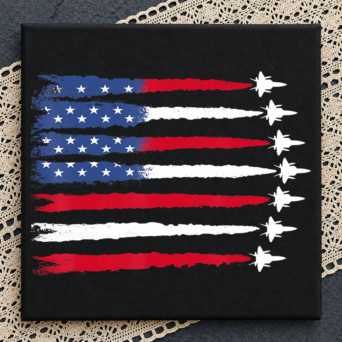 American Flag Fighter Jets Distressed Grunge Patriotic PNG