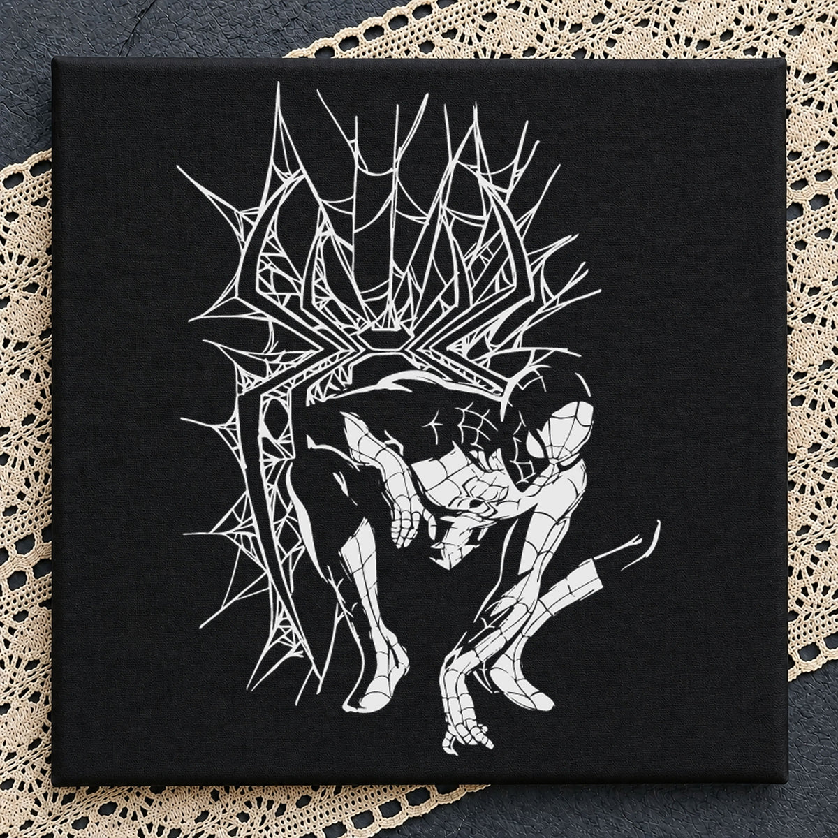 Spider-Man Dark Web Crouching Spiderweb Grunge SVG