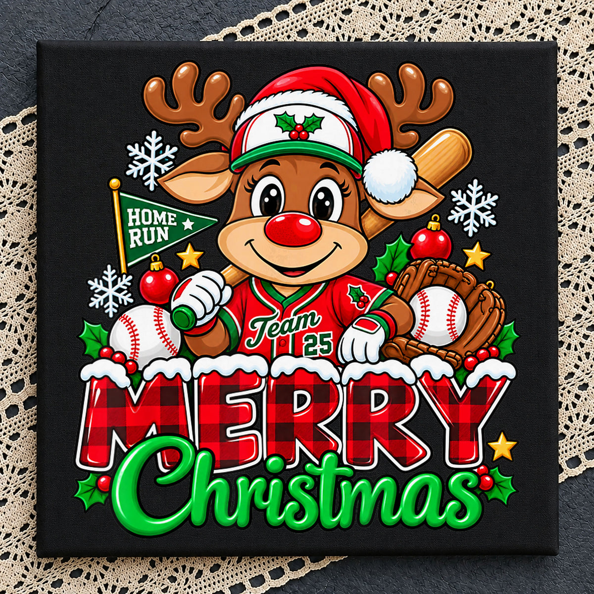Rudolph Baseball Merry Christmas PNG, Holiday Sport Clipart