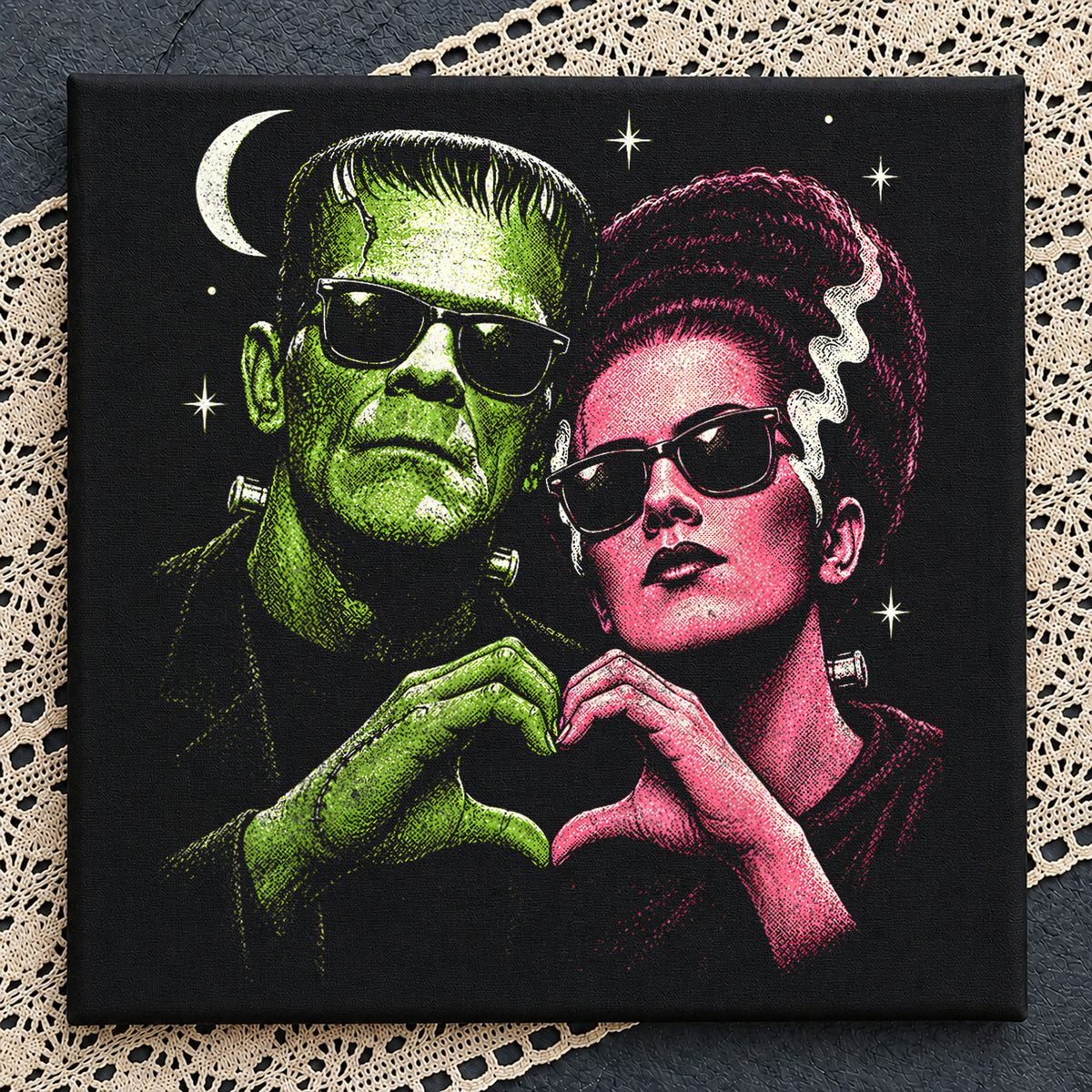 Frankenstein Bride Of Frankenstein Cool Couple Halloween PNG